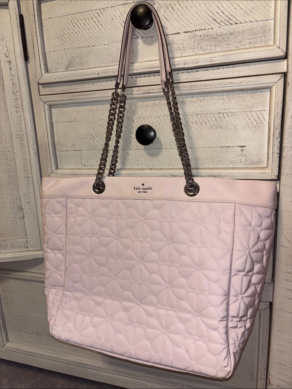 kate spade Quilted Light Pink Tote with Chain Straps